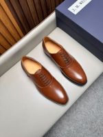 J.M.WESTON Brown calfskin Leather Shoes-J.M.WESTON Man Business Leather Shoes